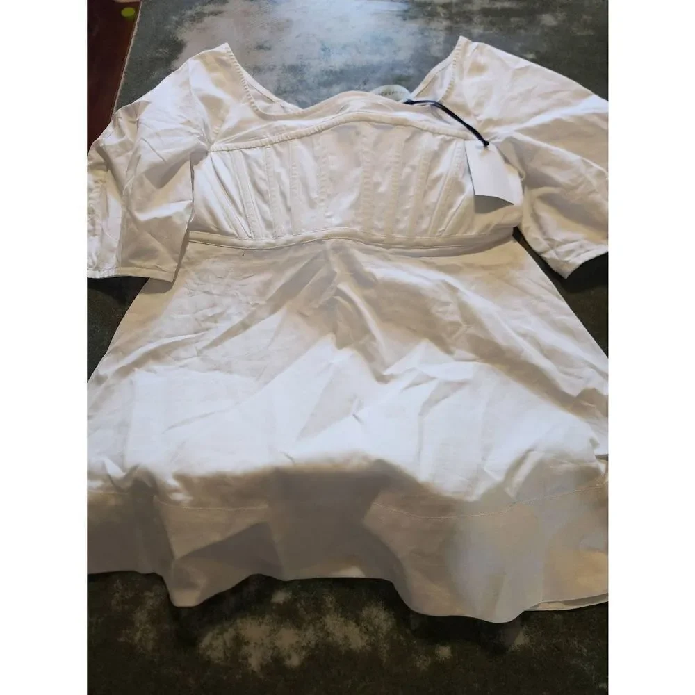 NWT Tuckernuck  White Nealy Corset Top Puff Sleeve Blouse Shirt sz XS